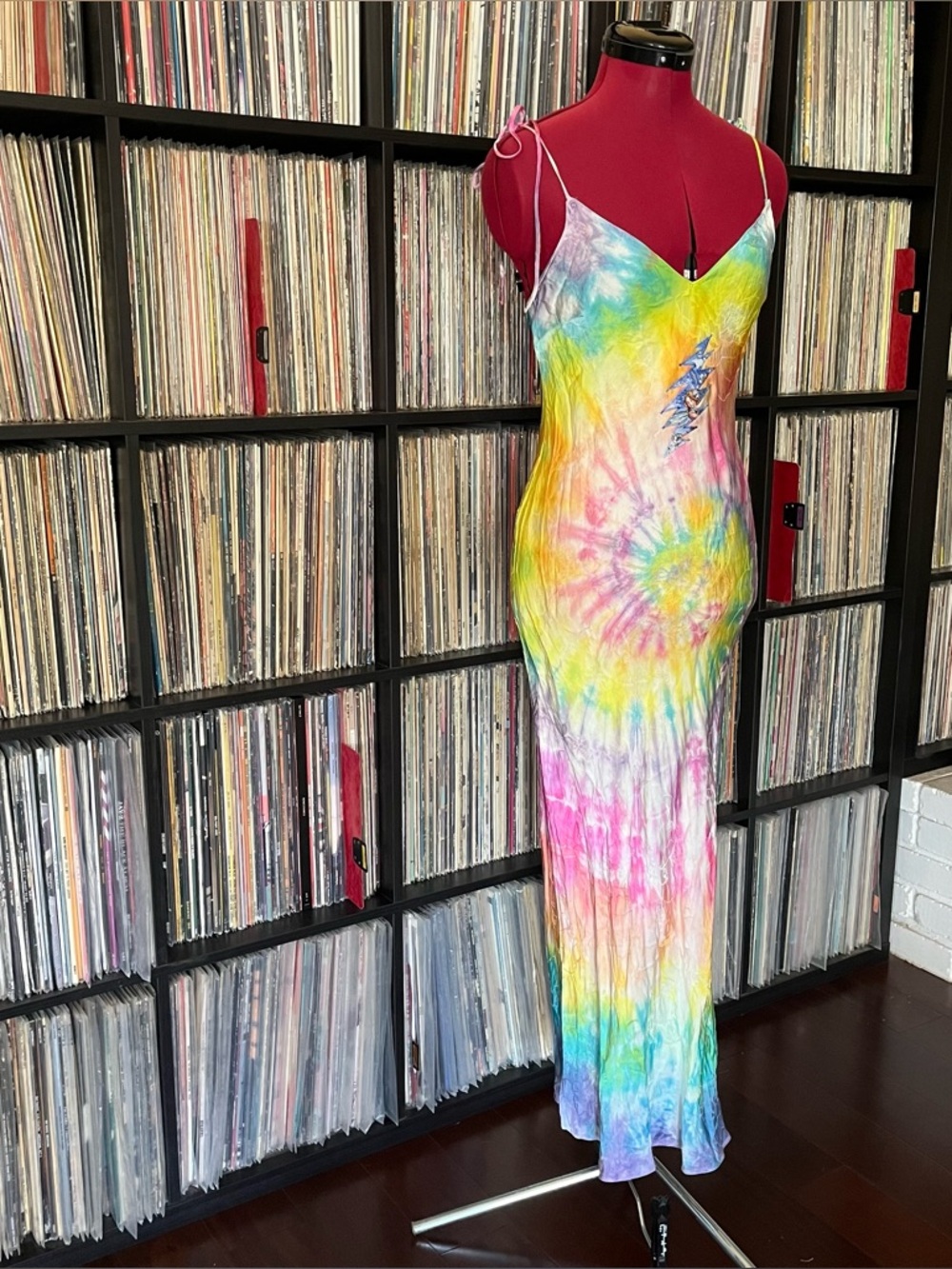 Rainbow swirl hippie slip dress 90s bias stealie bolt dead 💀 grateful faerie ⚡️ - Picture 6 of 15